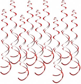 32 PCS Red Hanging Swirl, Sparkle Ceiling Hanging Decorations