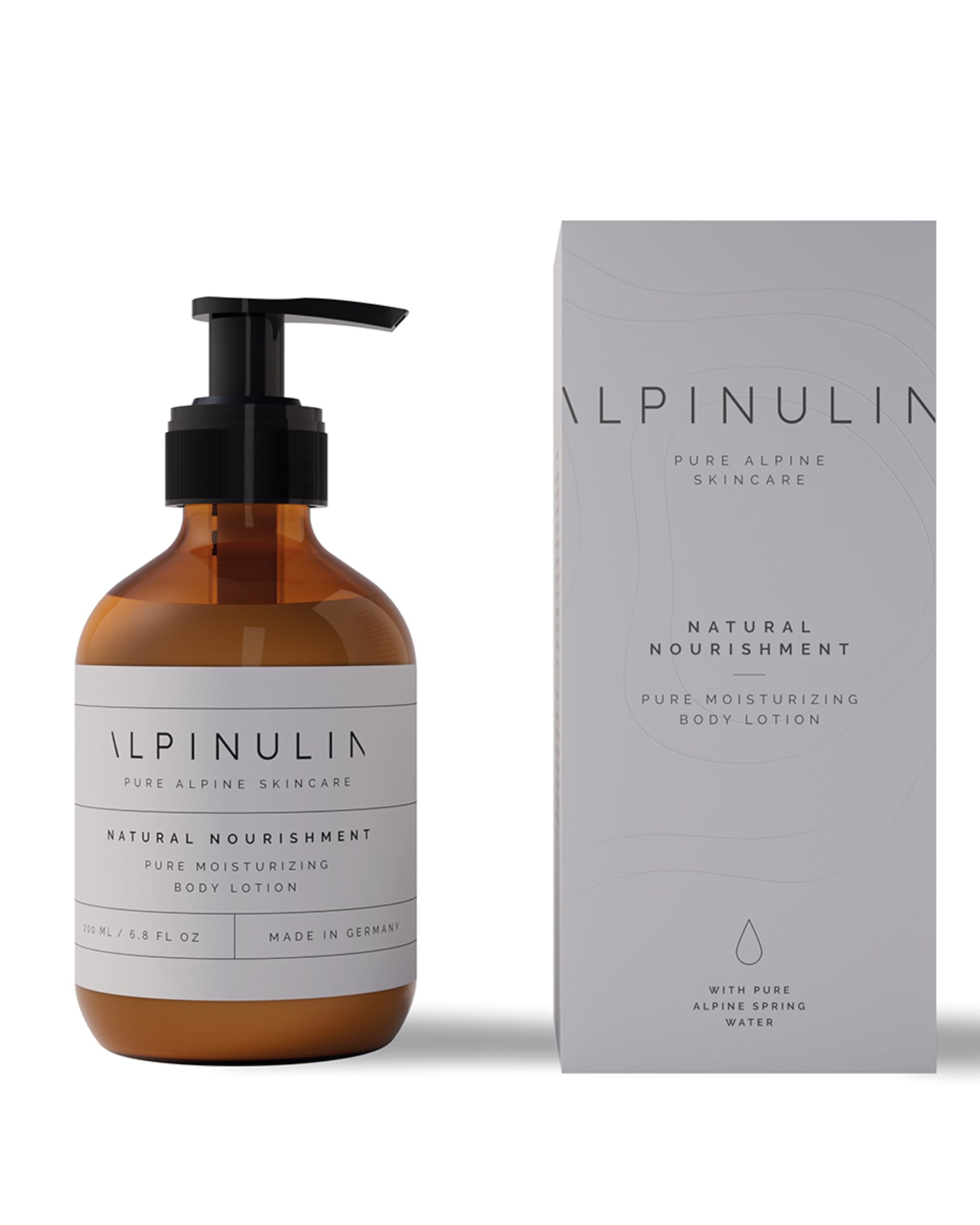 ALPINULIN NATURAL NOURISHMENT Bodylotion Damen 200ml - Gebirgsquelle für die Haut für feuchtigkeitsspendende Körperpflege, Mit Hyaluronsäure, Aloe Vera & Mandelöl