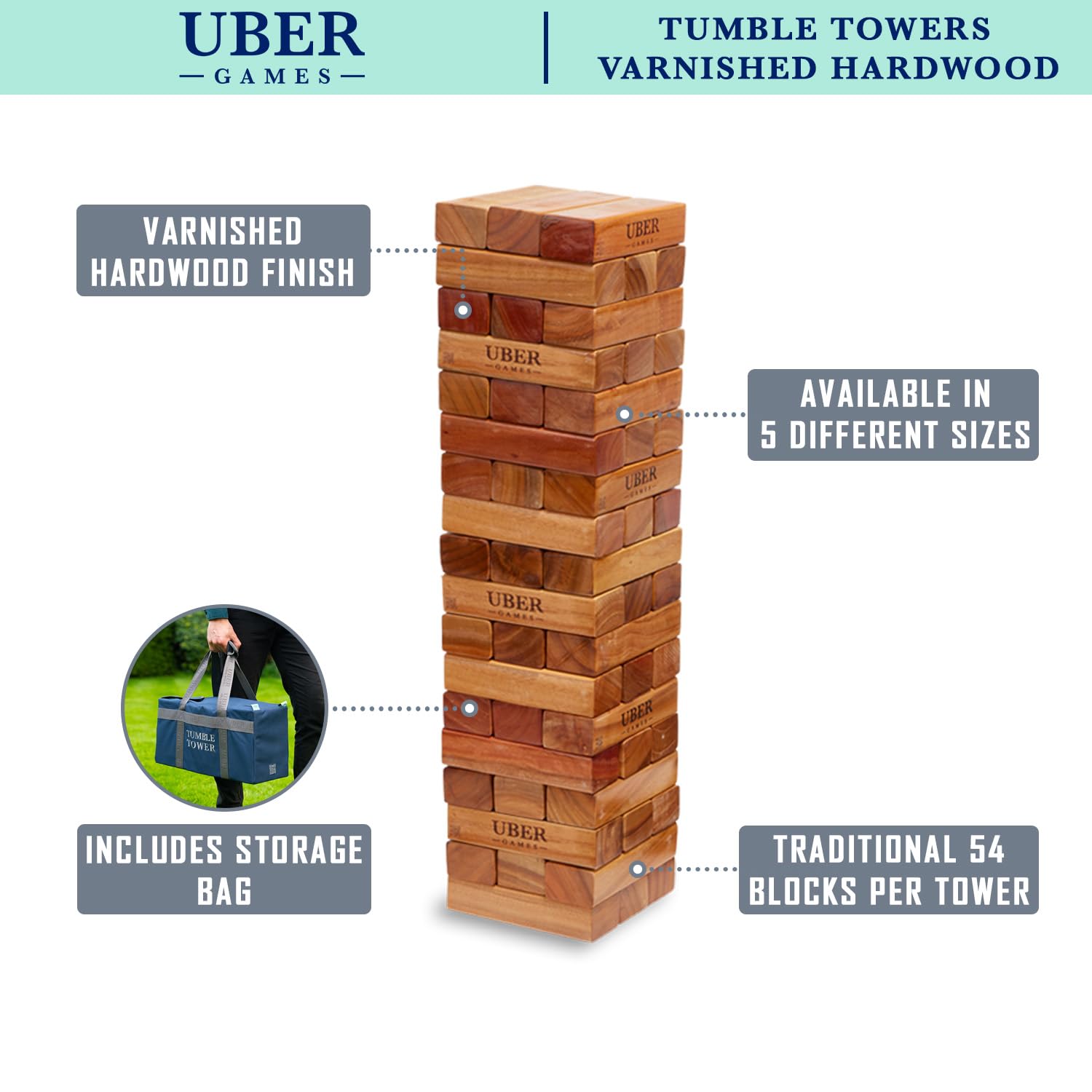 Uber Spiele - Tumble Tower - lakierowane drewno twarde - midi