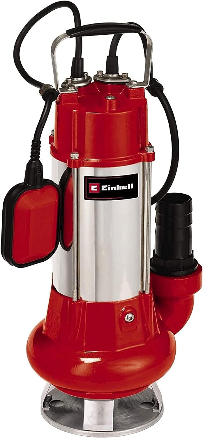 Einhell GC-DP 1340 G - Bomba de aguas sucias (1300 W, capacidad de 23.000 l/h, profundidad max. de inversión 5m, conexión de manguera 59.6mm, cuerpos extraños hasta 40 mm, incl. cable de 6 metros)