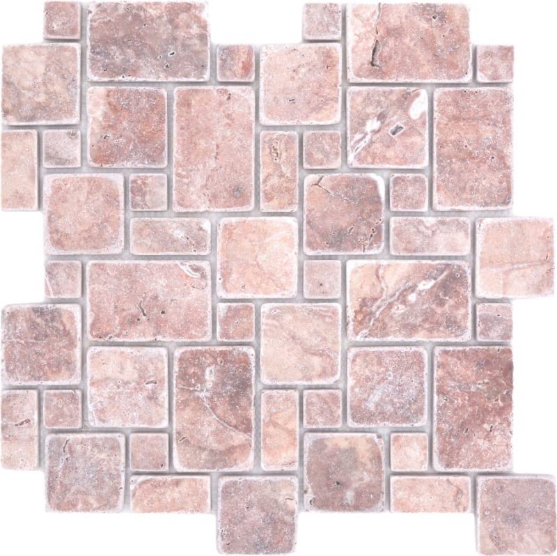 Mosaico de piedra natural Travertino rojo mate pared suelo cocina baño ducha ducha MOS40-FP45_f