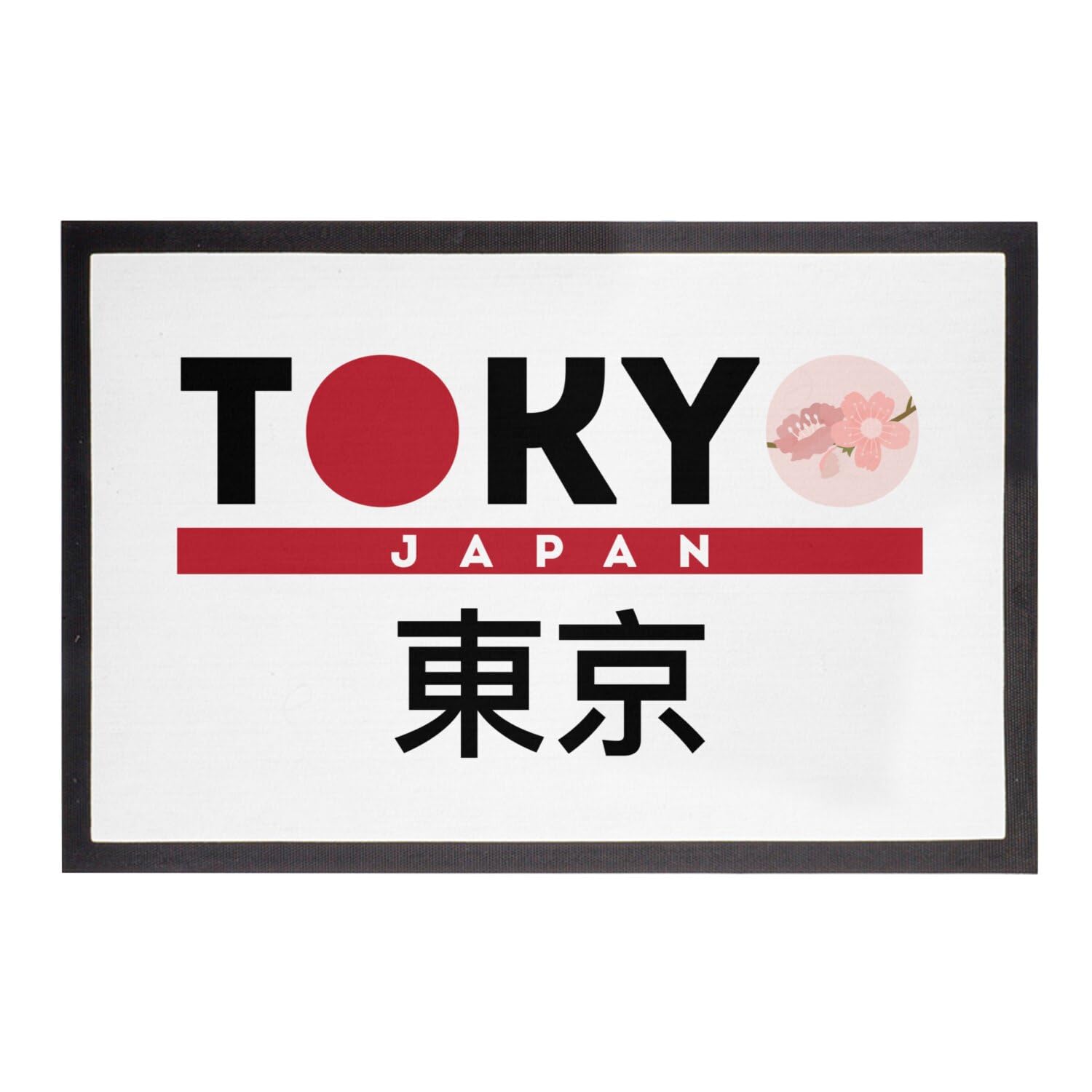 Paillasson blanc Tokyo Japon 60x40 tapis entrée culture asie motif sakura