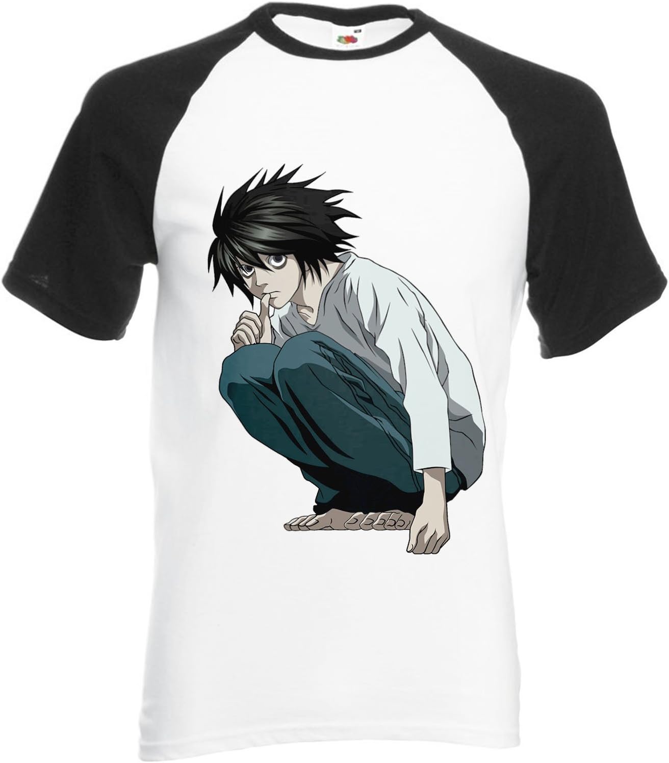Japanese Anime L Desu Nôto Death Note NOTO Black/White Men Women Unisex Shirt Sleeve Baseball T Shirt