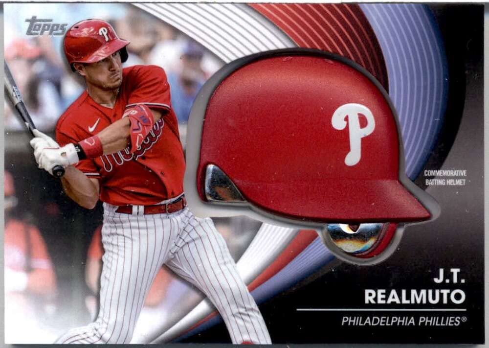 2022 Topps Update Commemorative Batting Helmet Relic #BH-JTR J.T. Realmuto Manufactured Philadelphia Phillies MLB Baseball Trading Card