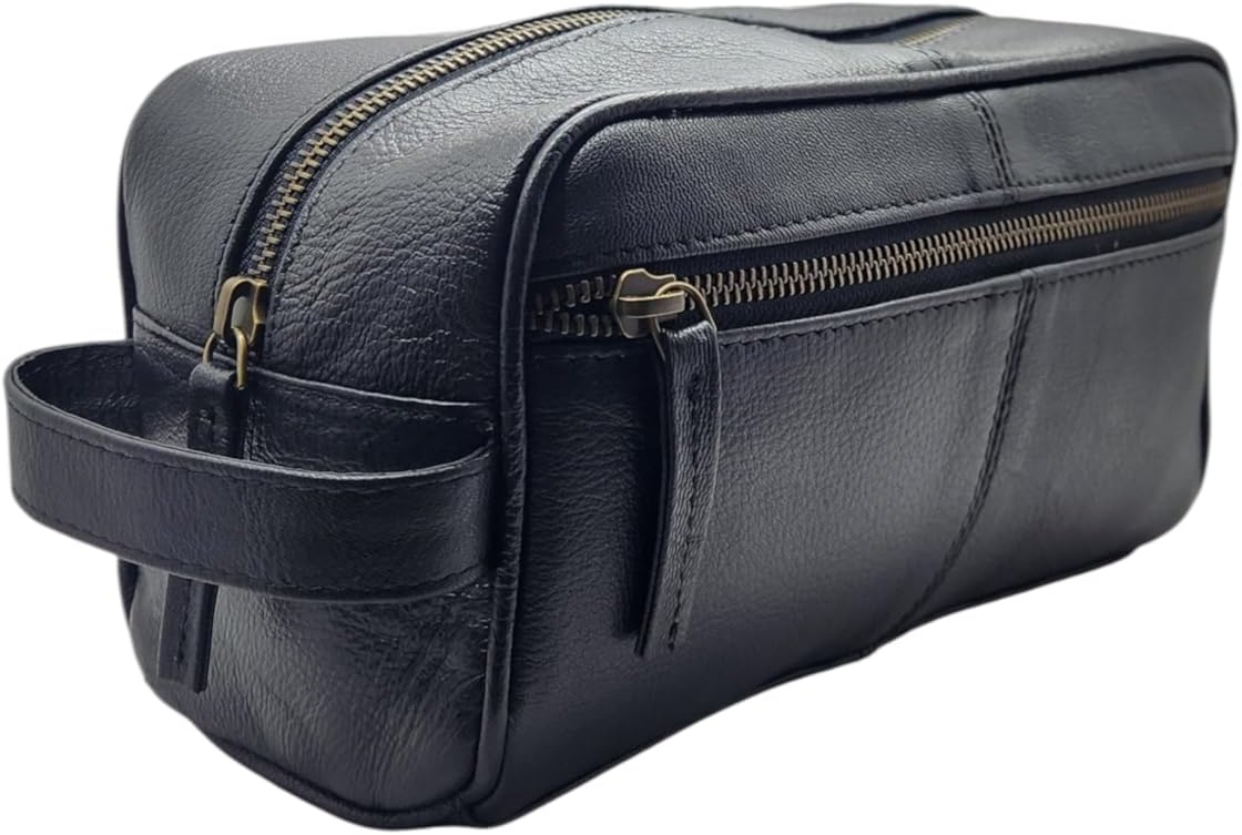 Black Genuine Buffalo Leather Toiletry Bag for Men & Women – Vintage Dopp Kit Wash Bag Travel Organiser – Handmade Leather Shaving Kit Bag with Handle – Luxury Gift Black Genuine Buffalo Leather Toiletry Bag for Men & Women – Vintage Dopp Kit Wash Bag Travel Organiser – Handmade Leather Shaving Kit Bag with Handle – Luxury Gift