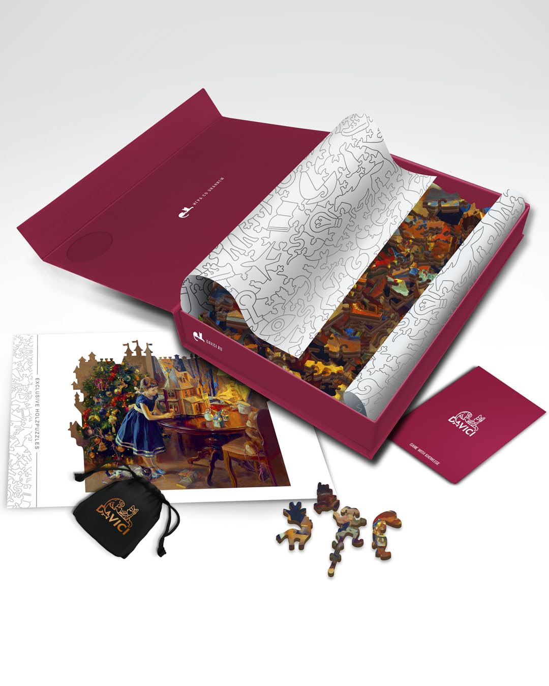 DAVICI | Drewniane Puzzle | D4 - Doll House | 240 sztuk | Rozrywka dla dorosłych i dzieci | Wyzwanie umysłowe | Unikalne kształty | Niesamowite wzory | Dekoracja koronki | Prezent |