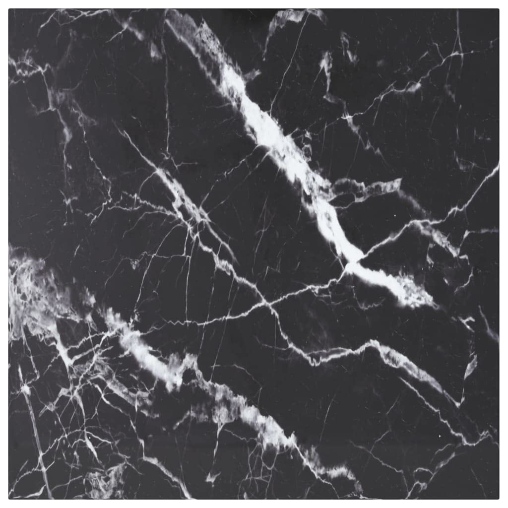 vidaXL Table Top Black 70x70 cm 6 mm Tempered Glass with Marble Design — image 1