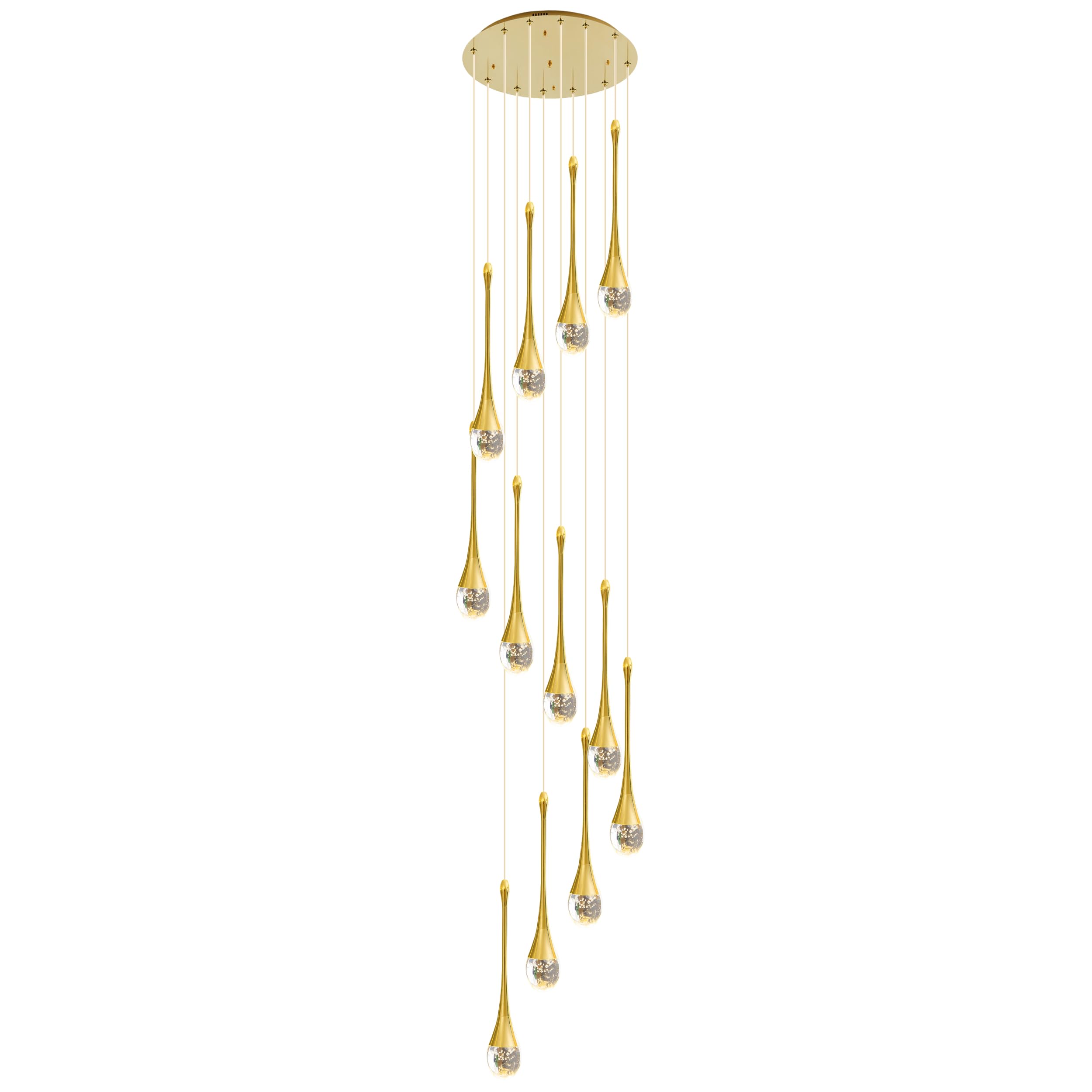 PCXEHUYP 12-Light Crystal Chandeliers LED 3CCT Dimmable Raindrop Spiral Pendant Lights High Ceiling Dome Chandelier for Foyer Entryway Staircase Lighting Fixture