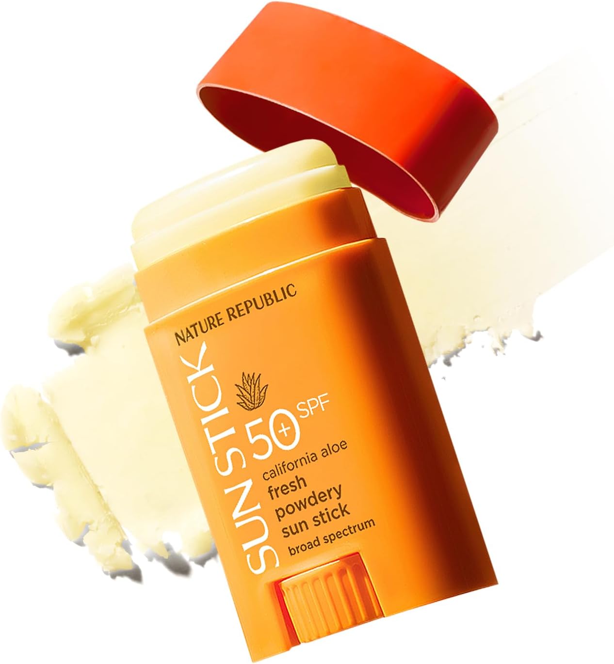 Nature Republic California Aloe Fresh Powdery Sun Stick Broad Spectrum SPF50+ | Korean Sunscreen, Travel Size Sunblock Stick, No White Cast, Non-Sticky, Water-Resistant, 0.71 oz / 21 g
