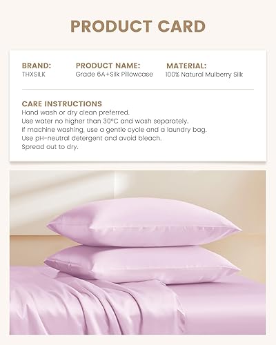 Miniatura 8 de THXSILK Juego de 2 fundas de almohada 100% seda de morera para la salud del cabello y la piel, fundas de almohada suaves, transpirables y lisas con