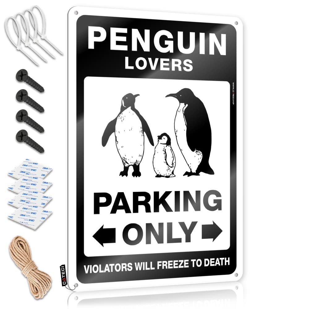 KRAZMURONGD Funny Signs Billiard Cheers Tin Sign Penguin Lovers Parking Only Tin Sign(30X40CM)