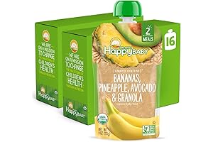 Happy Baby Organics Clearly Crafted Stage 2 Baby Food Bananas, Pineapples, Avocado & Granola