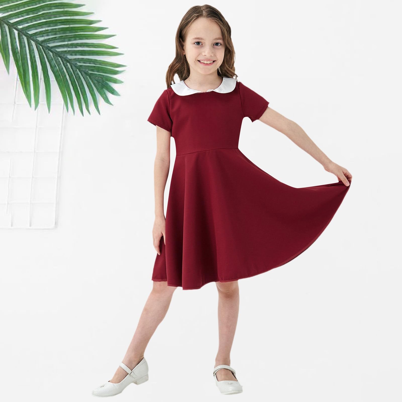 Vestido de manga corta para niñas, casual, acampanado, vestido de fiesta para niños, escuela, verano, cumpleaños, vacaciones, suave, cómodo, vestido acampanado