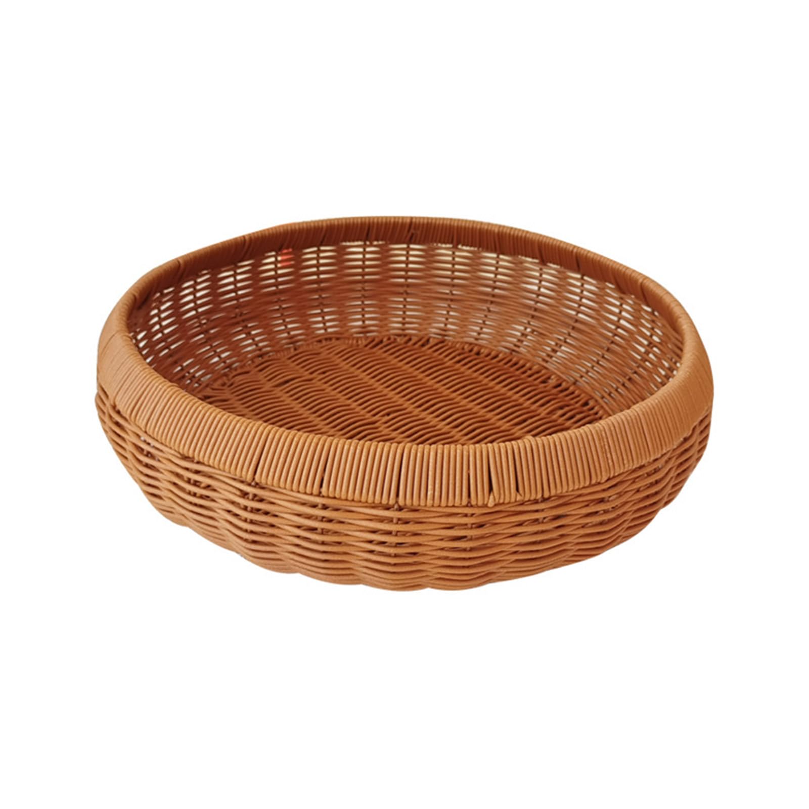 Yhplxyuus Multipurpose Round Faux Rattan Basket Handwoven Book and Toy Organiser Multipurpose Bread Storage Container Rattan Like Weave Organiser