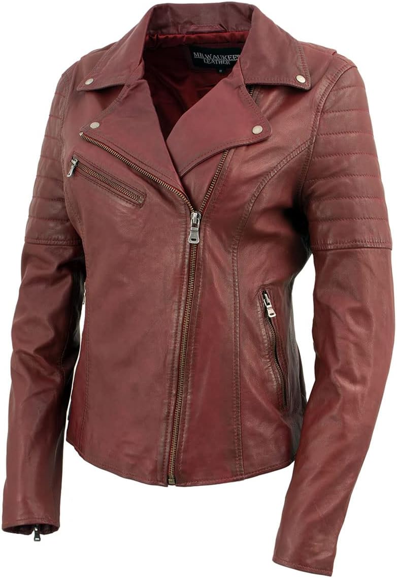 Milwaukee Leather Red Vintage Motorcycle Inspired Vegan Tan Fashion Leather Jacket for Women SFL2812 - Medium - Image 7