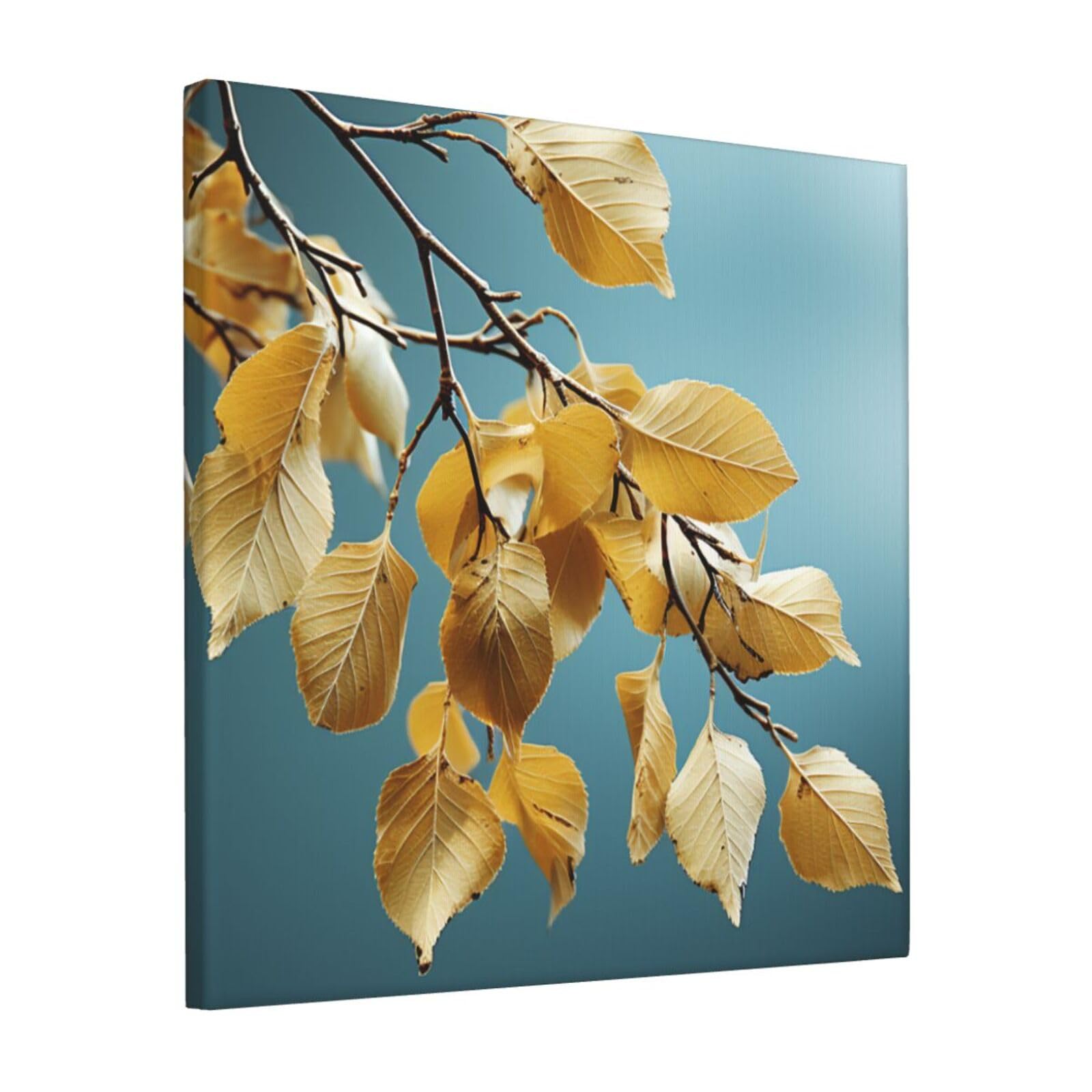 KLOPH Birch leaves Canvas Wall Art for Living Room 12"x12" Modern Artwork Painting for Bathroom Hanging Canvas Prints Aesthetic Wallart for Bedroom Kitchen Office Wall Decor