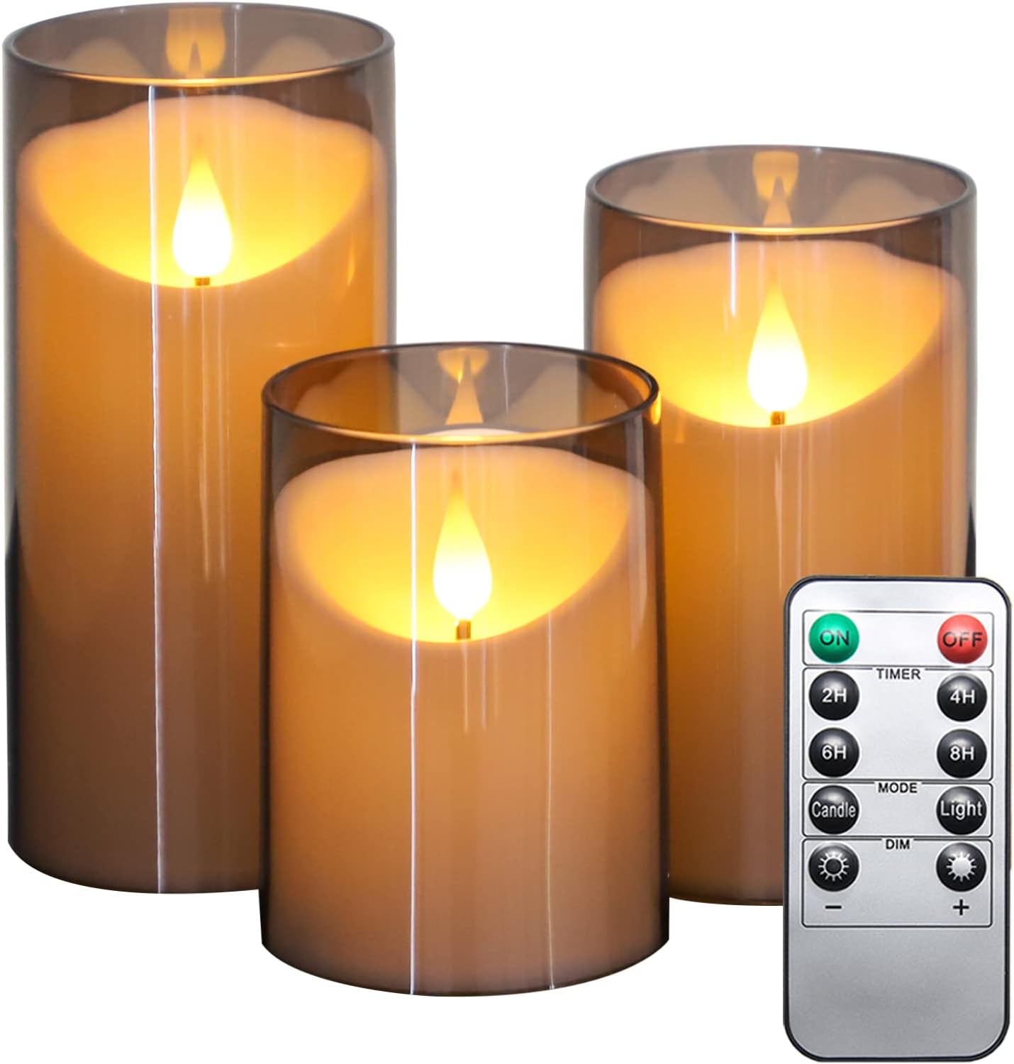 Fo32won Grey LED Flameless Battery Operated Candles with