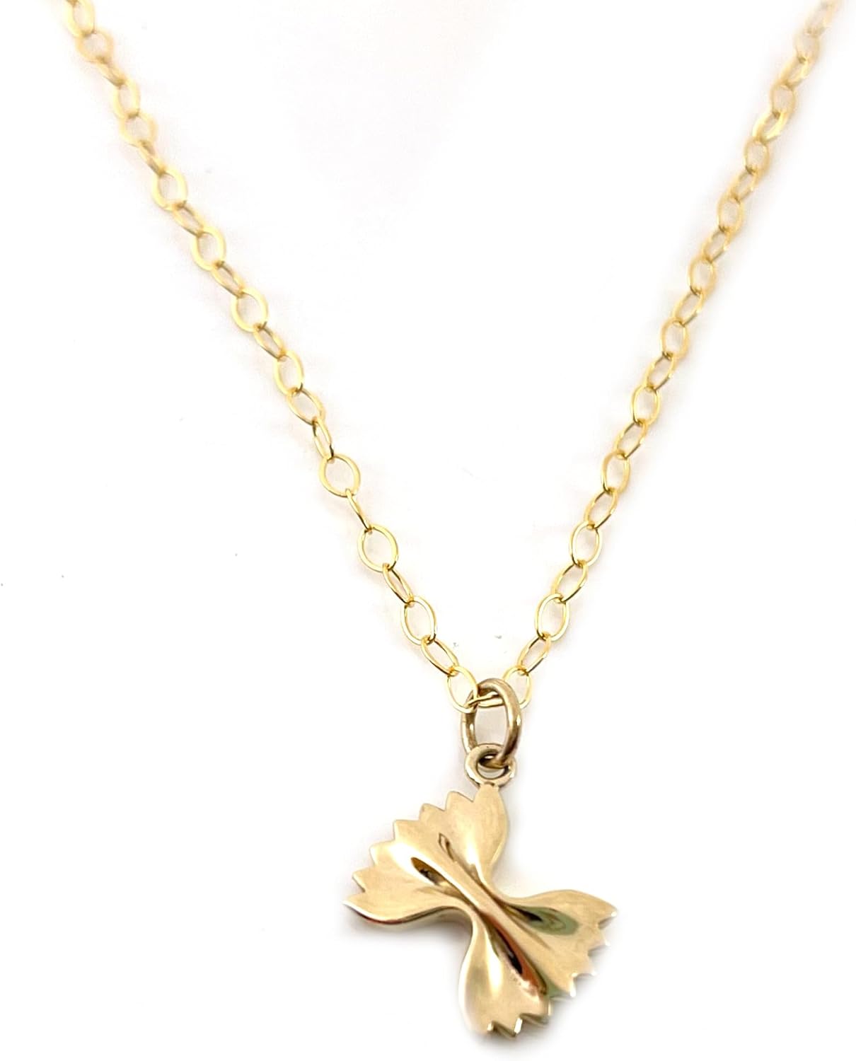 Bowtie Pasta Charm Necklace – 14K Gold-Filled Mini Pasta Pendant on 18″ Chain – Handmade Foodie Jewelry Gift for Italian Cooking Lovers - Image 3
