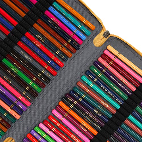 Image of Vomgomfom 252 Slots Pencil Case 5-Layer PU Leather, Handle, Yellow Rose