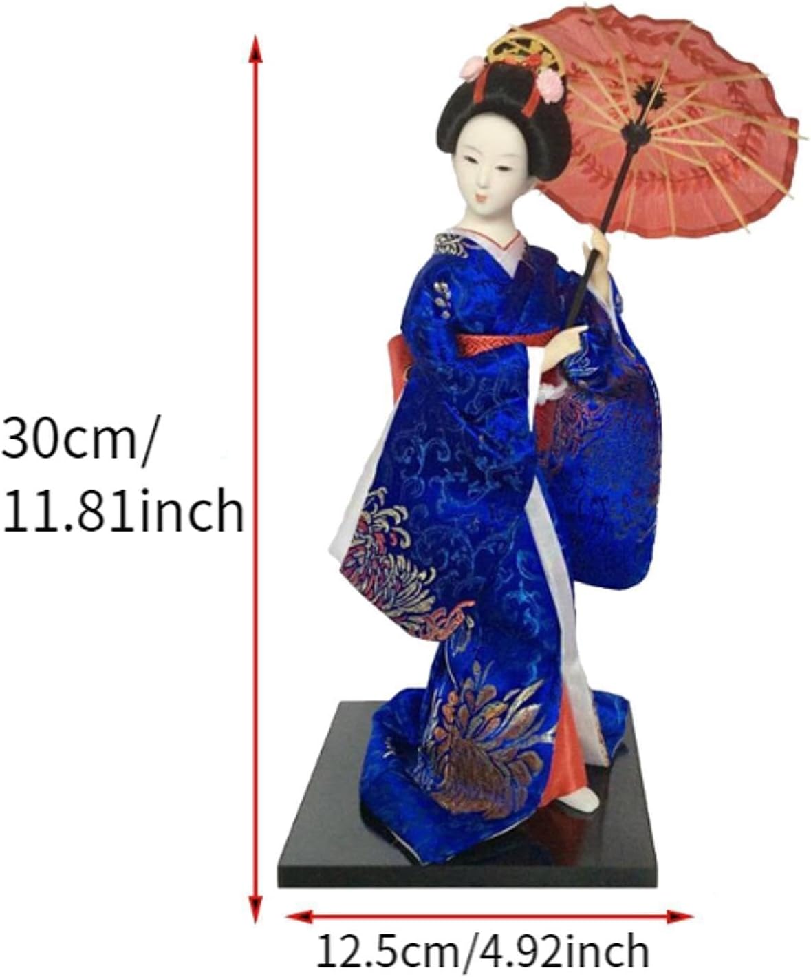 12inch Japanese Geisha Dolls, Miniature Figurines Decor, Gold and Yellow