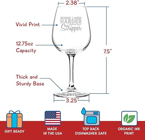 Miniatura 2 de Copa de vino Work Harder Than A Stripper (12.75 onzas), regalo de vino novedoso para mujeres, frases divertidas, regalo de cumpleaños único, regalo