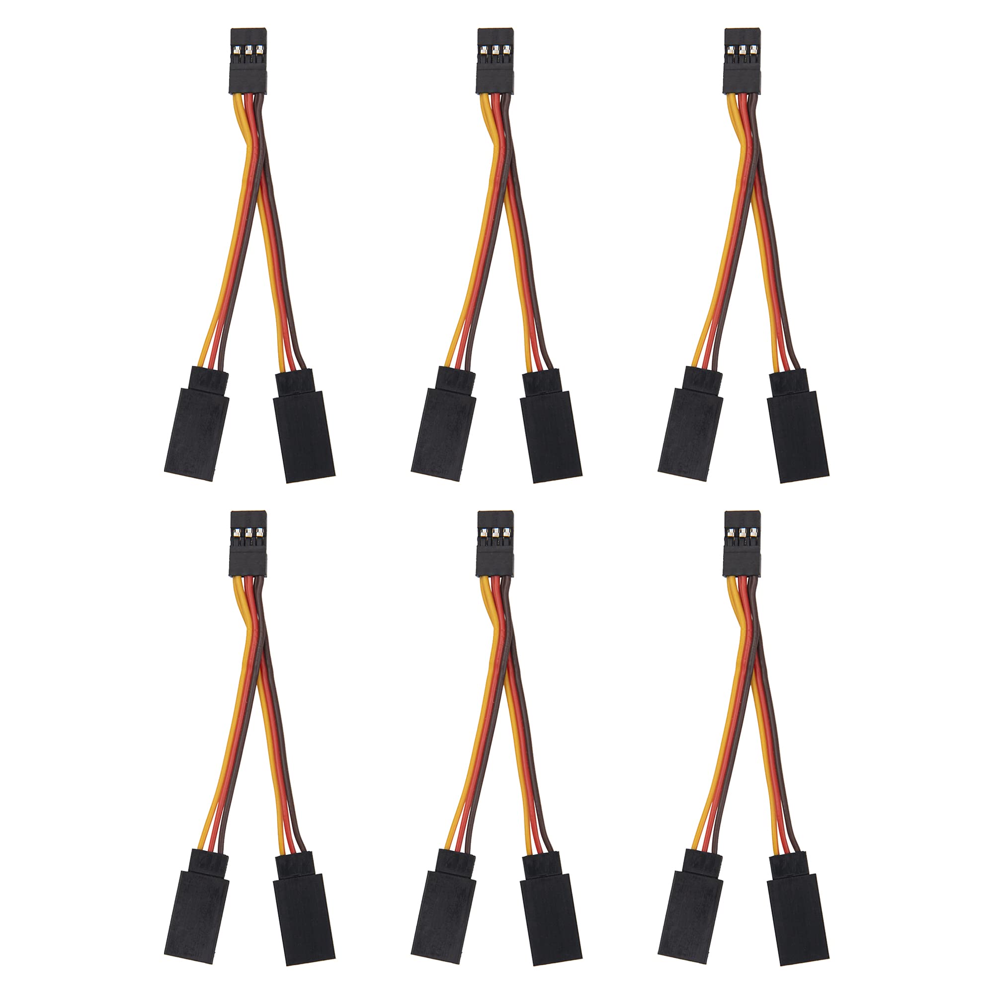 6Pcs ShareGoo JR Style Servo Splitter Cable, 2.75" Servo 1 Male to 2 Female JR Y Harness Y Cable Extension Wire for RC Models Car Airplane Helicopter