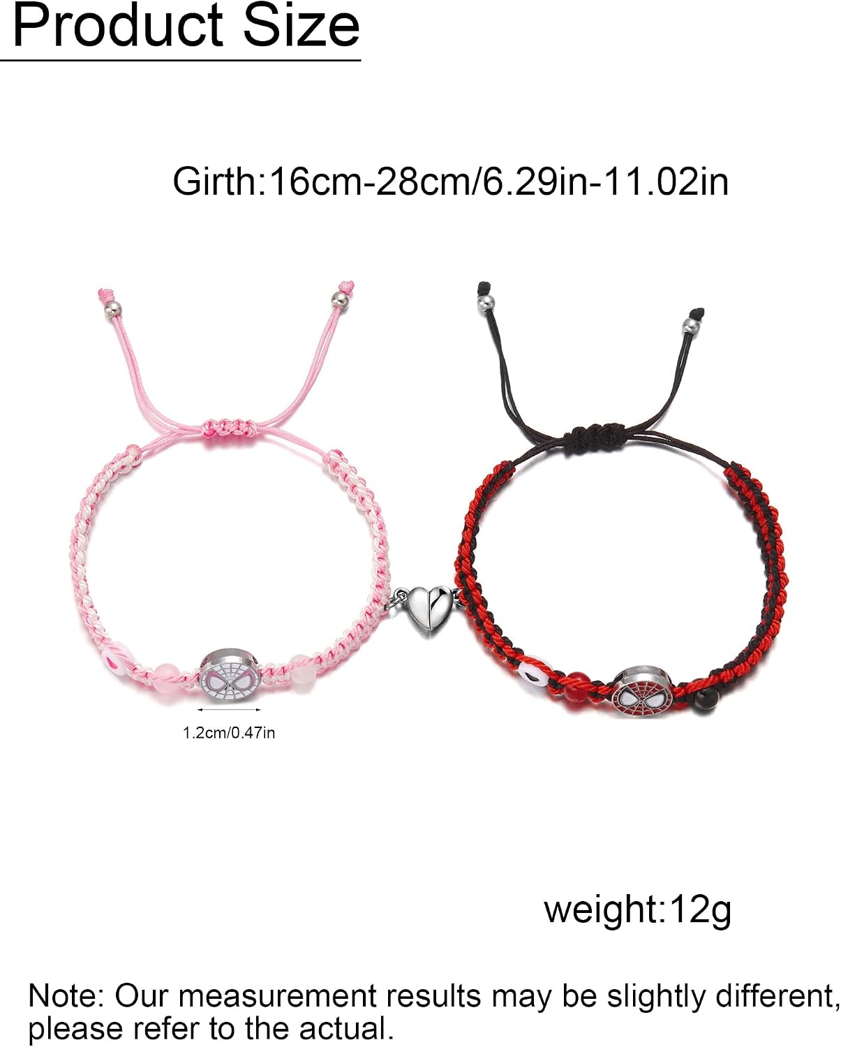 Spider Friendship Bracelets for 2 Matching Bracelets for Couples Best Friends Matching Spider Bracelet for BFF Friendship Jewelry Gifts for Bestie GF BF