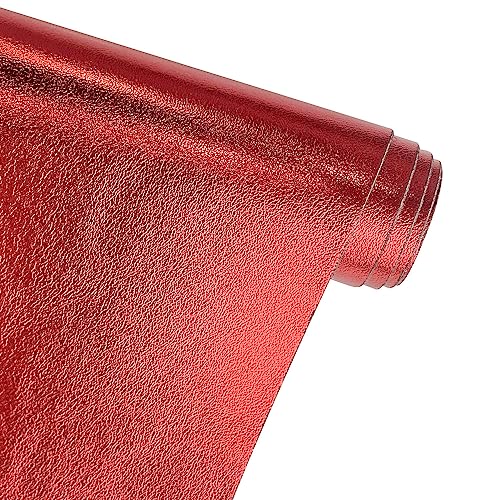 Faux cuir souple rouge métallisé d'agneau synthétique pour portefeuilles