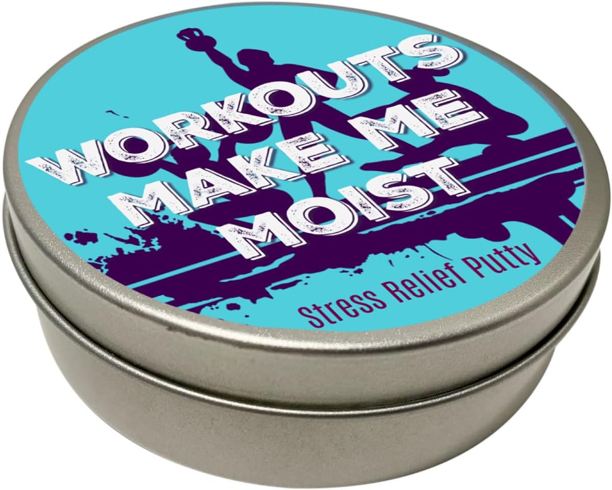 Gears Out Workouts Make Me Moist Stress Relief Putty - Pearl Blue Unscented Putty for Women - Adults - Fitness Enthusiasts, Gym-goers - Novelty Fitness Gift - Birthday Gift