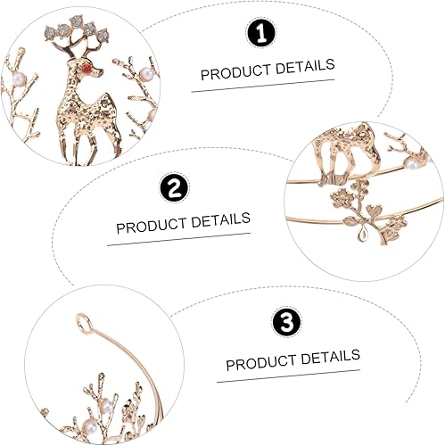 Miniatura 8 de NOLITOY 3 diademas de renos de Navidad para niños, princesa para mujer, tiara de diamantes de imitación de Navidad para joyería de boda, tiara de