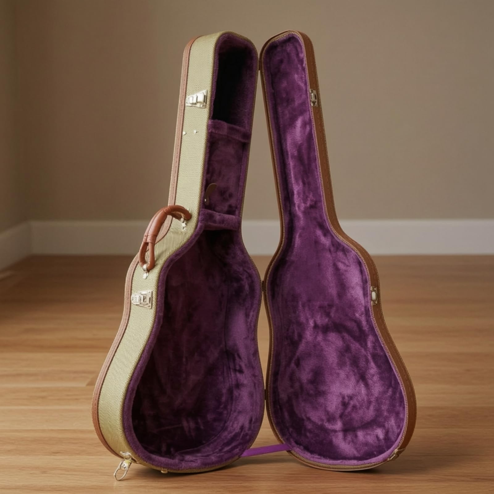 Custodia Chitarra Acustica Rigida Custodia Valigetta Custodia con Spallacci Manico Imbottito Struttura in Legno Rivestimento in Pelle PU Interno in