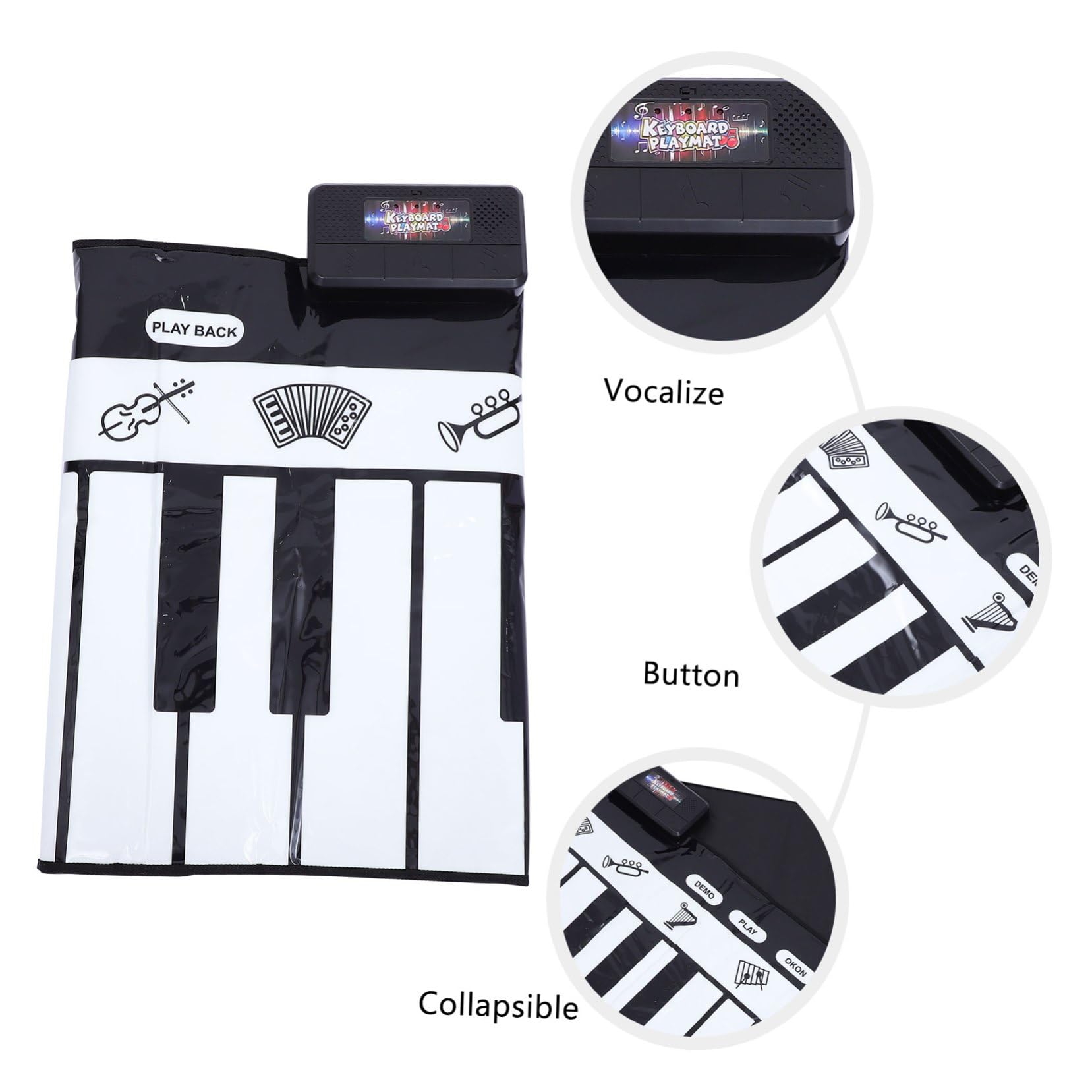 ibasenice Tappeto Musicale Pianoforte Nero Bianco Multifunzione Gioco Educativo per Sviluppo Udito e Movimento Morbido e Sicuro per Ragazzo Ragazza