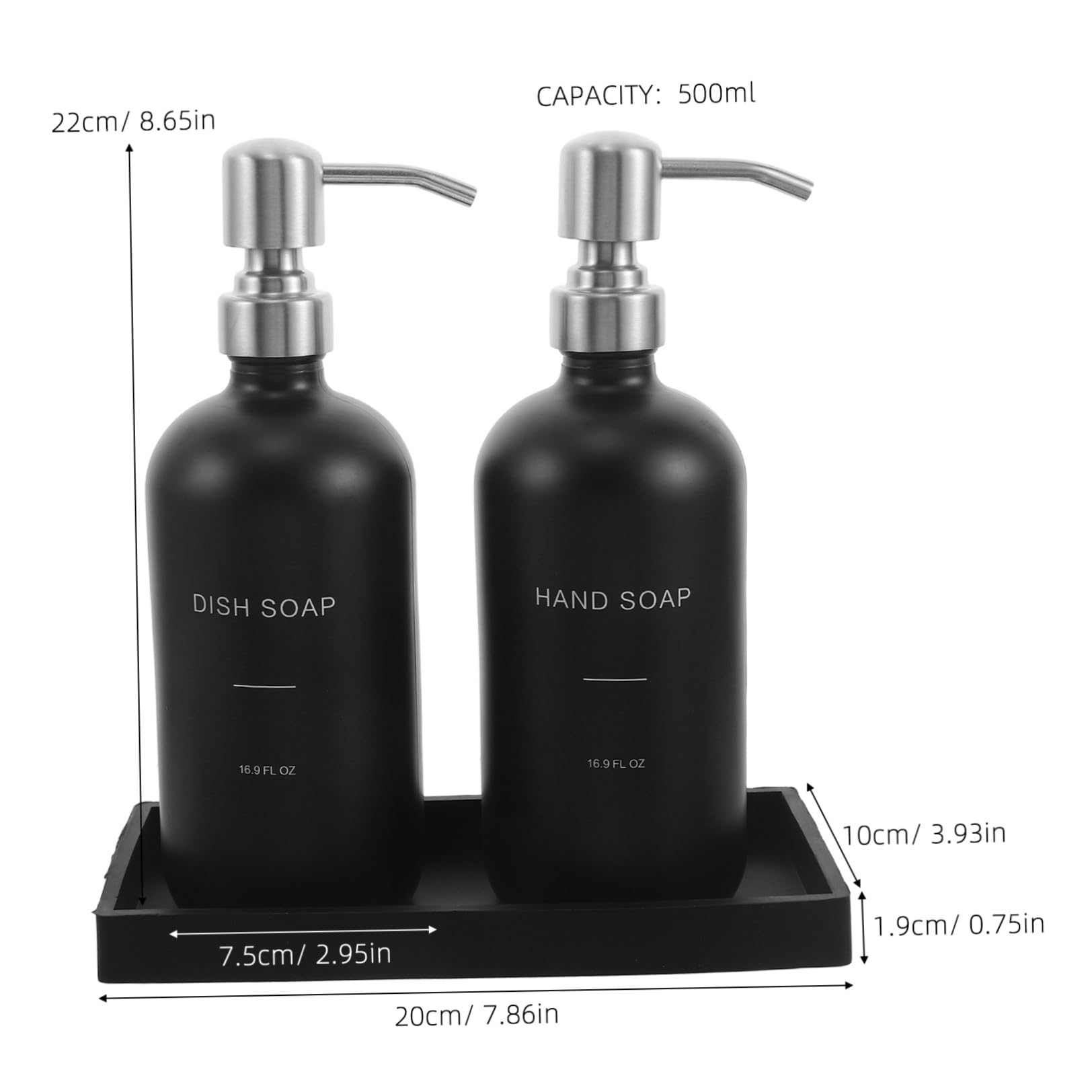 STOBAZA Dispenser in Vetro con Pompa Resistente per Cucina e Bagno e Design per Lavandino e Lavaggio Mani