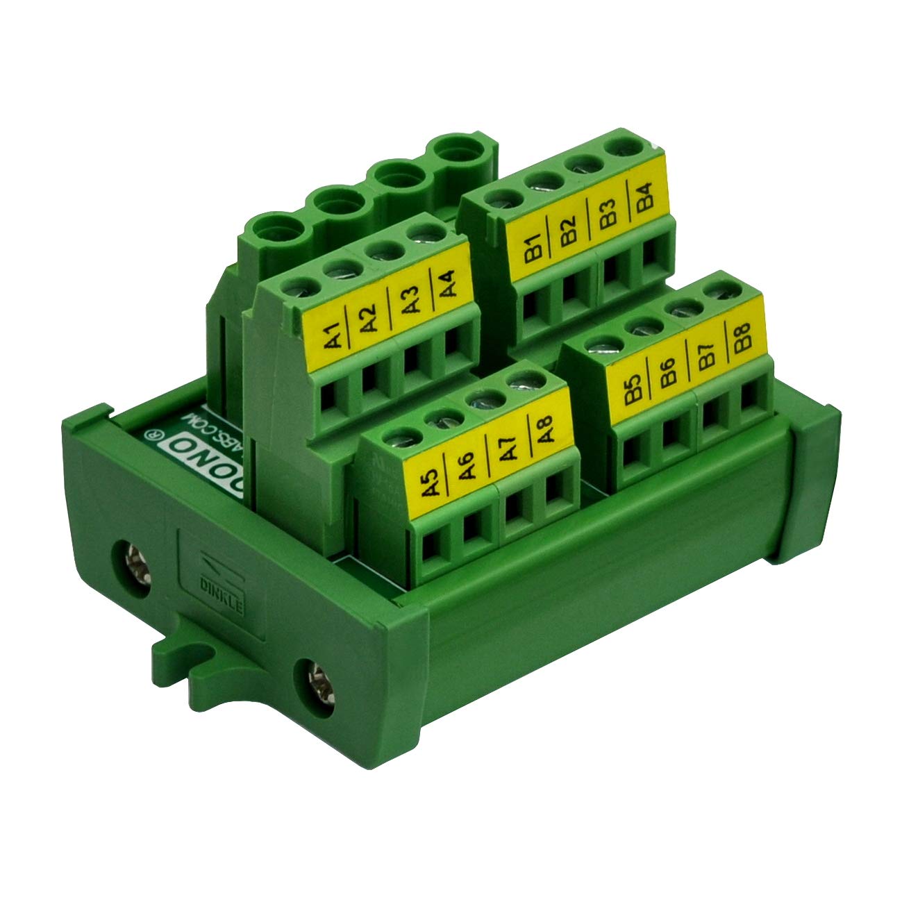 DIN Rail Mount 2x8 Position Screw Terminal Block - Power Distribution Module, 250V 40A, 35mm Rail Compatible