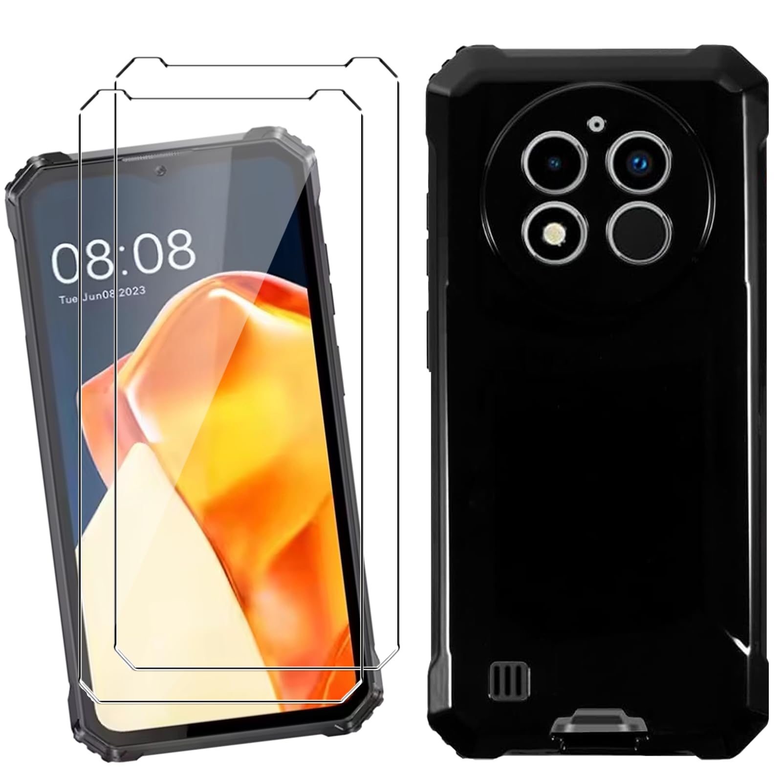 HGJTFANY Cover per Oukitel WP28 (6.52) con 2 Pezzi Vetro Temperato