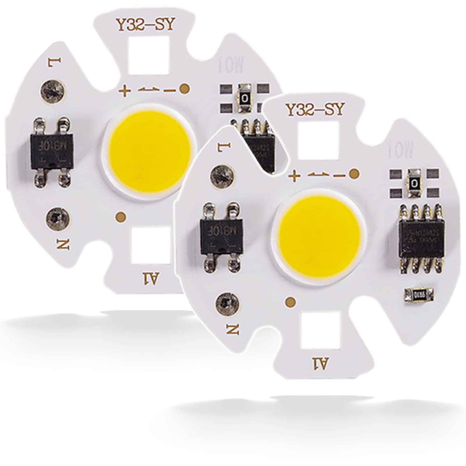 Żarówka LED, 2 szt. 3W-12W AC220V COB LED Chip Light do reflektorów i reflektorów, białe, ciepłe białe(Warm White,AC220V 10W)