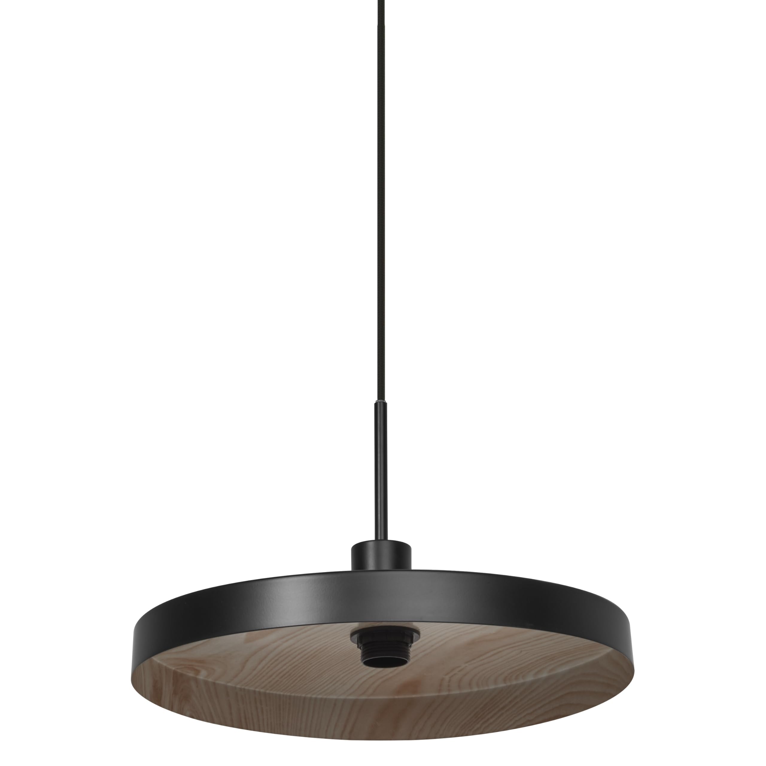 OSRAM Decor Plate Decorative Hanging lamp with Plate-Shaped lampshade, 400mm, with E27 Socket, IP20, Metal, Black/Wooden Look