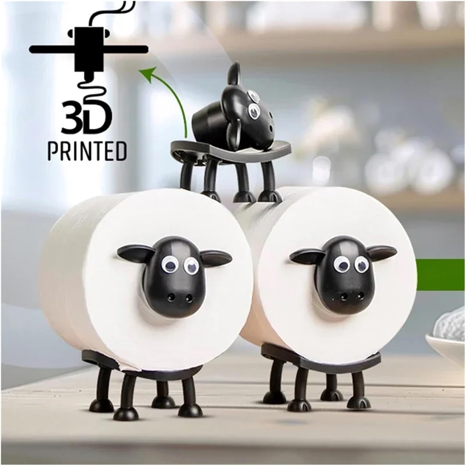 1/3pcs Sheep Toilet Roll Holder Funny Toilet Paper Holder Free Standing Bathroom Set Cute Black Sheep Roll Rack Bathroom Decor(L138PBD)