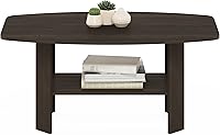 Vista 4 de Mesa de centro de diseño simple Furinno 11179GYW/BK, Material Reciclado, Café Oscuro