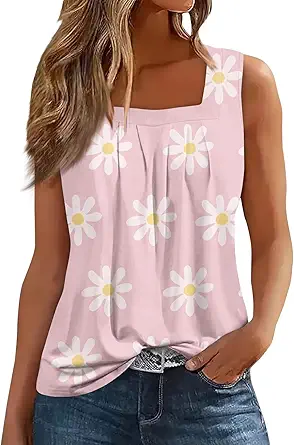 Spring Summer Plus Size Dressy Tank Tops for Women 2025 Womens Workout Floral Boho Beach Sleeveless Shirts Blouses