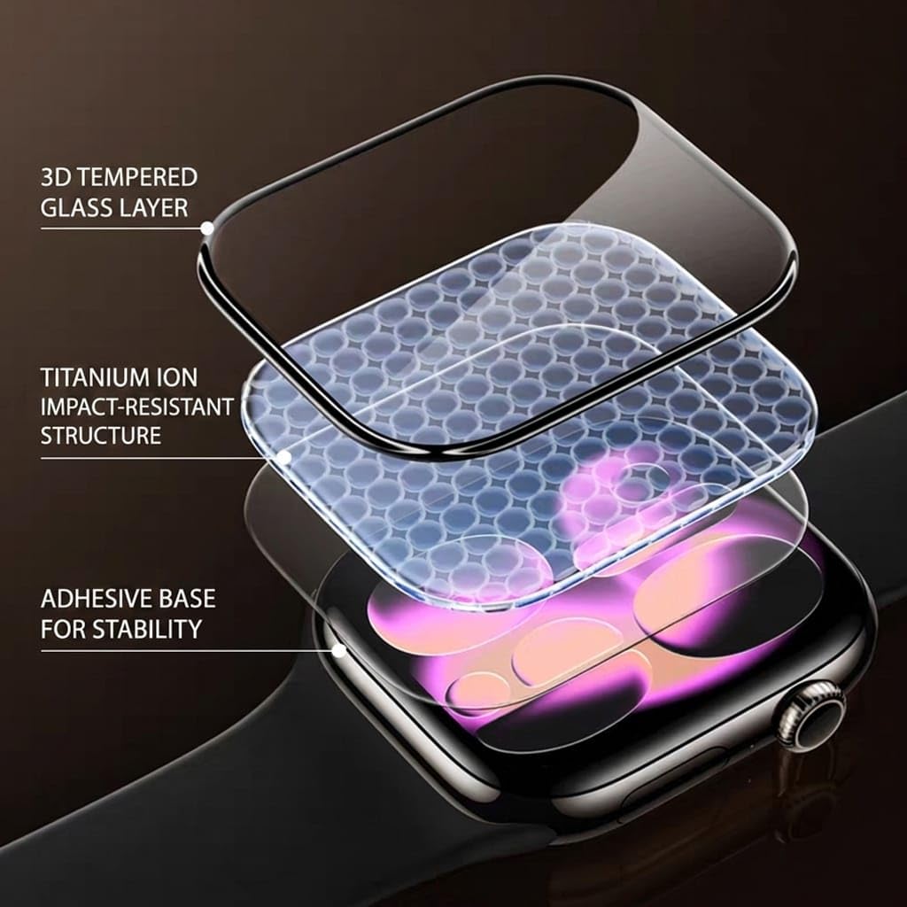 SAHARA – Pellicola salvaschermo in vetro temperato termoformato ZeroDamage 3D per Apple Watch SE 1/2/3, serie 4/5/6 (44 mm), copertura completa, durezza 9H, applicatore senza bolle