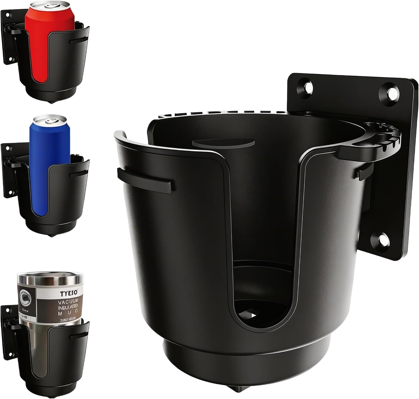 Anti-Slip Wall Mount Cup Holder, Fit 8-30oz & Silicone Grip for Boat, RV