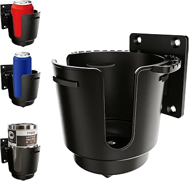 Anti-Slip Wall Mount Cup Holder, 3mm Nylon & Silicone Grip for Boat, RV | 3mm nylon wall mount cup holder for boats & RVs. Features a silicone grip, drainage hole & 2 install methods