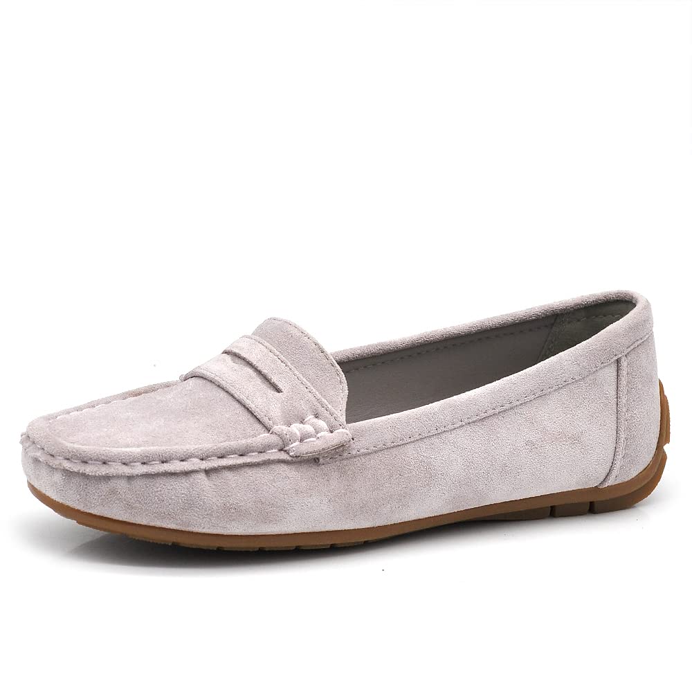 IF Fashion FT245 - Zapatos de mocasines para mujer con pedrería, piel de ante