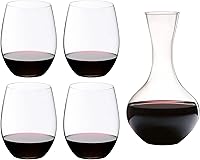 Riedel O Cabernet/Merlot Stemless Glasses Set of 4 with Free Syrah Decanter - Dishwasher Safe