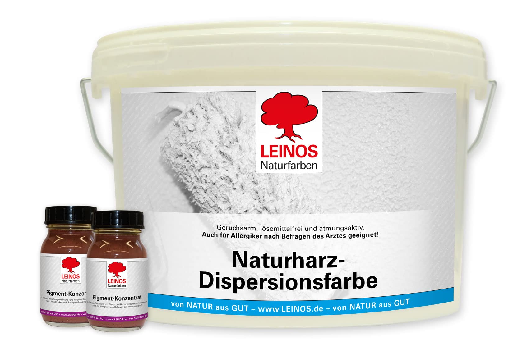 LEINOS Set de pintura para paredes (2,5 l, resina natural de emulsión 660 + 125 ml, pigmento concentrado 668.306), óxido de hierro y caoba