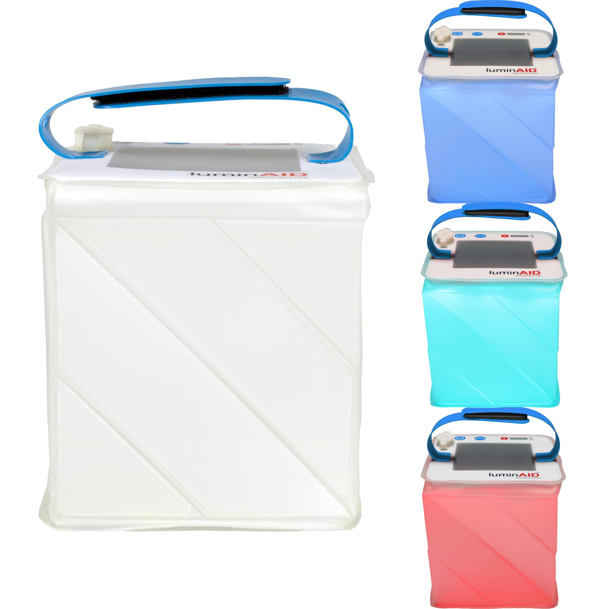 LuminAID Nova Colors Solar Camping Lantern - Twist-to-Inflate LED Lamp with 8 Color Modes Perfect for Camping, Hiking, Travel and More - Emergency Light for Power Outages, Hurricane, Survival Kits