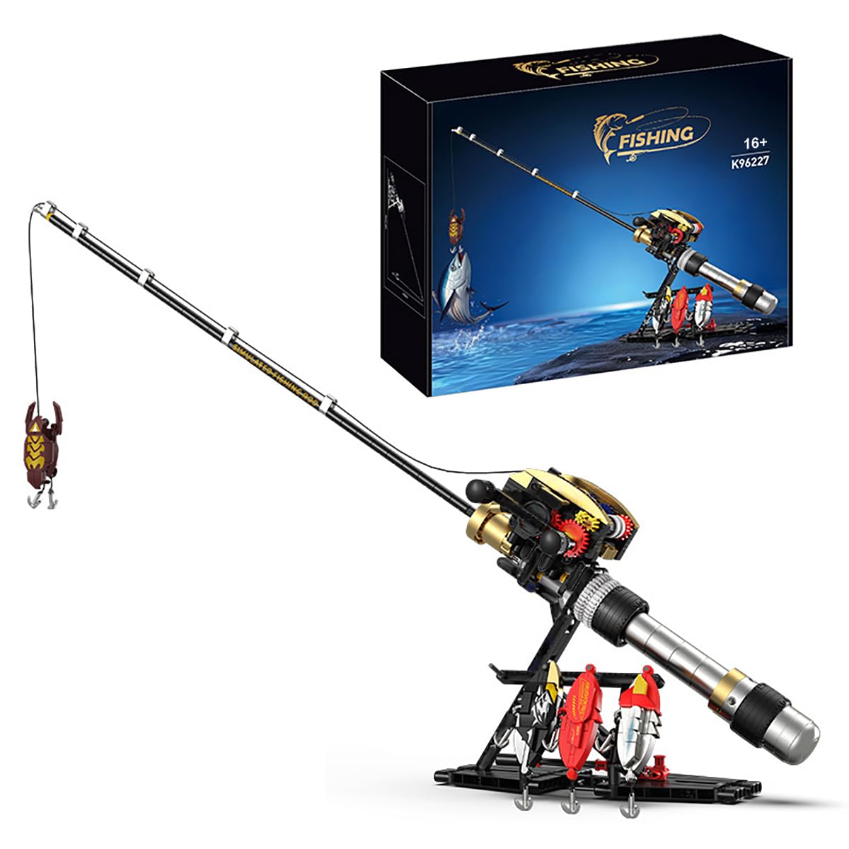 Technik Fishing Rod Building Blocks Set, 425 PCS MOC Casting Rod Building Kit for Home Office Decor, Realistic & Adjustable Design Creative Model Kit for Men & Fishing Enthusiasts — image 1