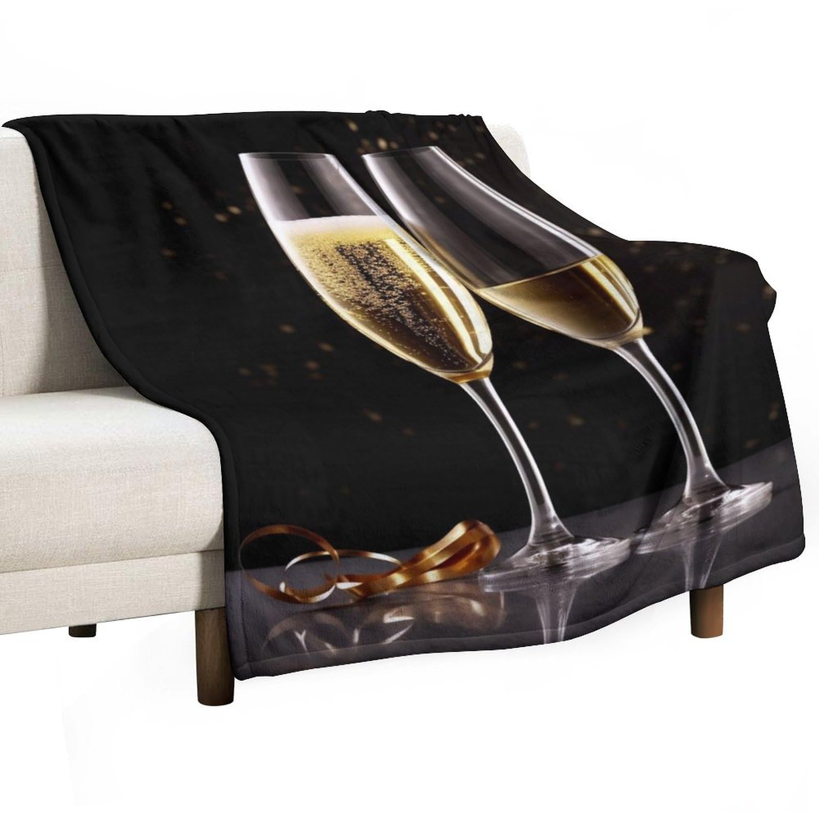 Throw Blankets Soft Cozy Flannel Blanket 40"x50" Champagne Glass Blanket Anti-Static Lightweight Blankets for Couch Home Decorative Throw Blanket for Sofa Travel Camping