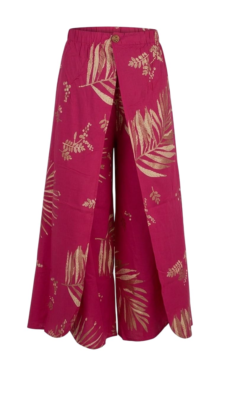 Women Printed Open Rayon Palazzo Pants | Lightweight and Breathable Wide Leg Trousers Comfortable Casual Lounge Wear Flares for Women and Girls-picture-41